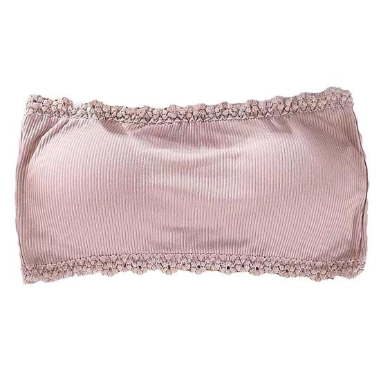 Damski niewidoczny biustonosz bez ramiączek antypoślizgowy Push Up miękki koronkowy wystrój zapobiegający ekspozycji jednokolorowe zapięcie z tyłu elastyczna dama Bandeau Tube Top biustonosz bielizna