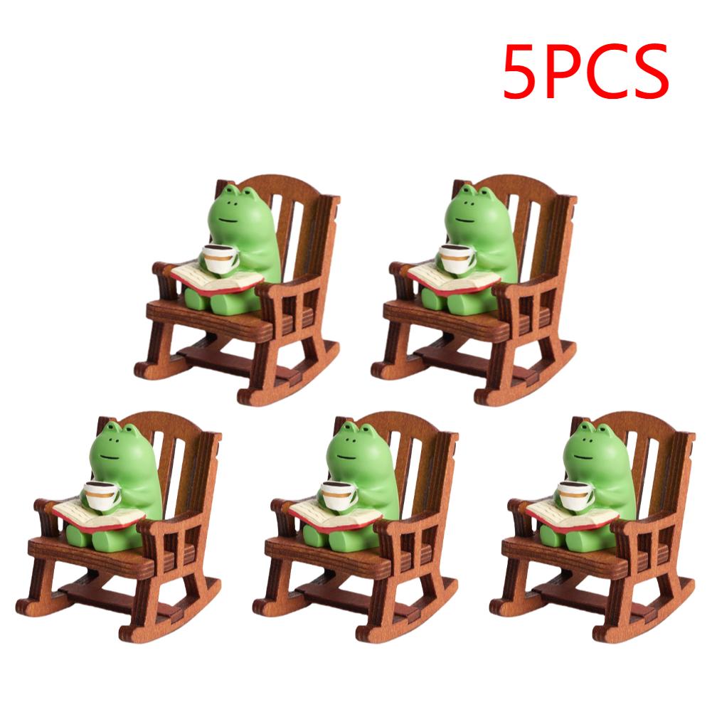 3/5PCS Frog Resin Put Mini Lovely Cure Small Desk Lamp Decoration Rocking Chair Reading Table Top Ornament Home Desk Handicraft