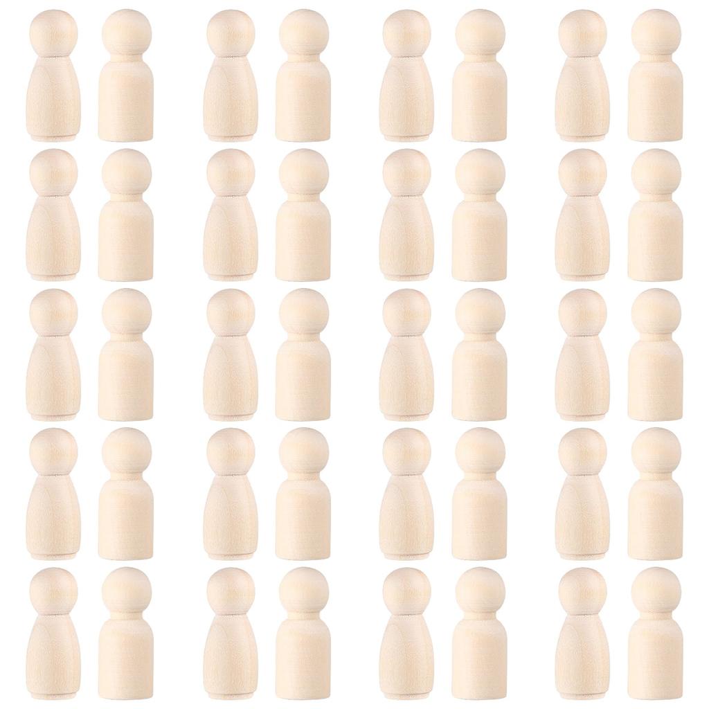 EXCEART Wooden Peg Peg Wooden Handmade Wooden Unfinished Can Be Wooden 40 Gift Doll, Doll, Doll, Doll, Doll, Painted, Dyed, Pegs, Decorated,