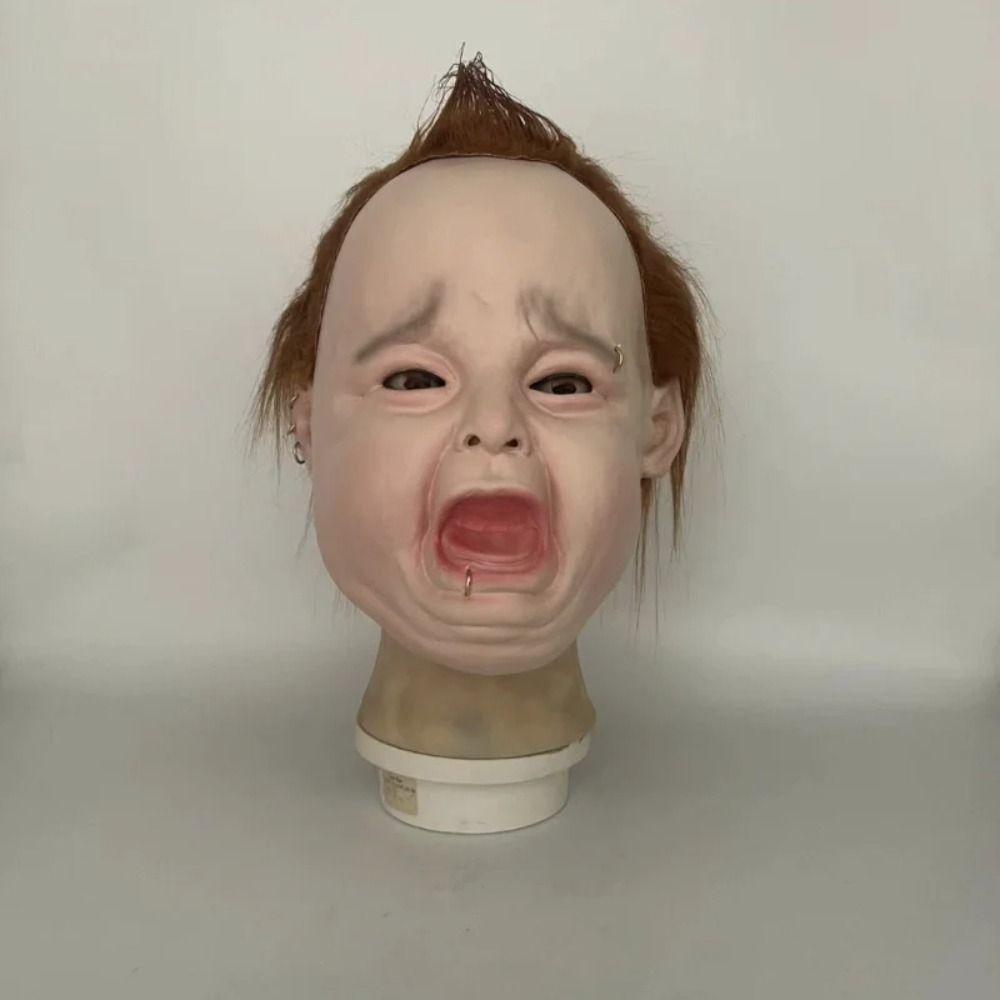 New Weird Crying Punk Baby Mask Latex Soft Crying PuHilarious Head Masque Realistic Creative Funny Mask Halloween