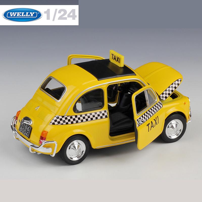 Welly 1/24 Nuova Fiat 500 Alloy Scale Car Model Diecast Metal Miniature Car Static Collection Children Toy Car Vehicles Gifts