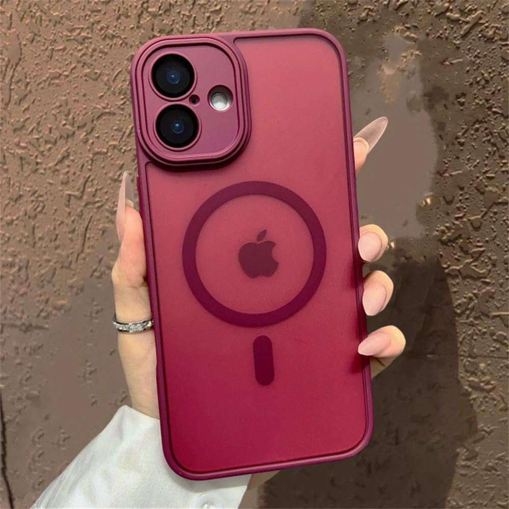 Shockproof Case For iPhone 14 13 12 11 15 Pro Max 14 15 Plus Luxury Matte Translucent Armor For Magsafe Wireless Charge Cover