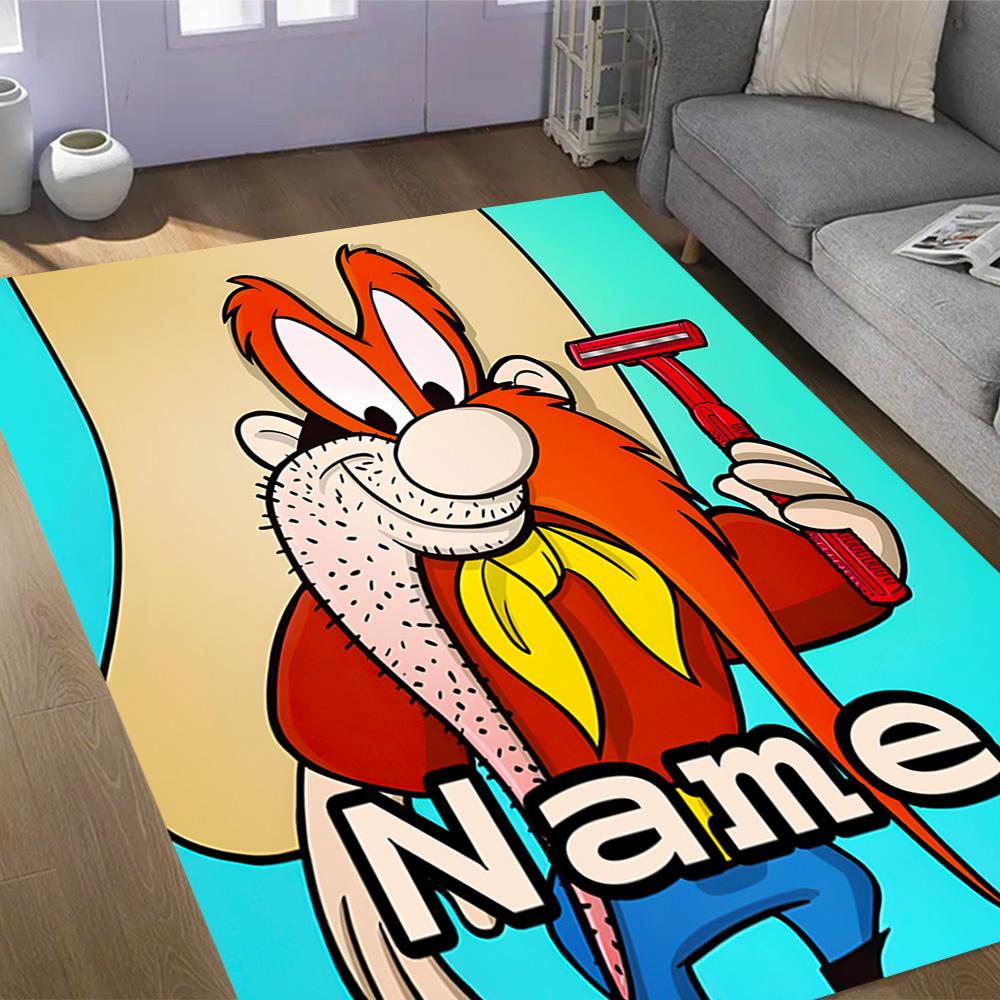 Looney Unique Rod. Personalized Text Floor Rug Office Rug Design for Entryway Dining Room Decorate room Hallway Anti-slip Rug Anime Office Decor