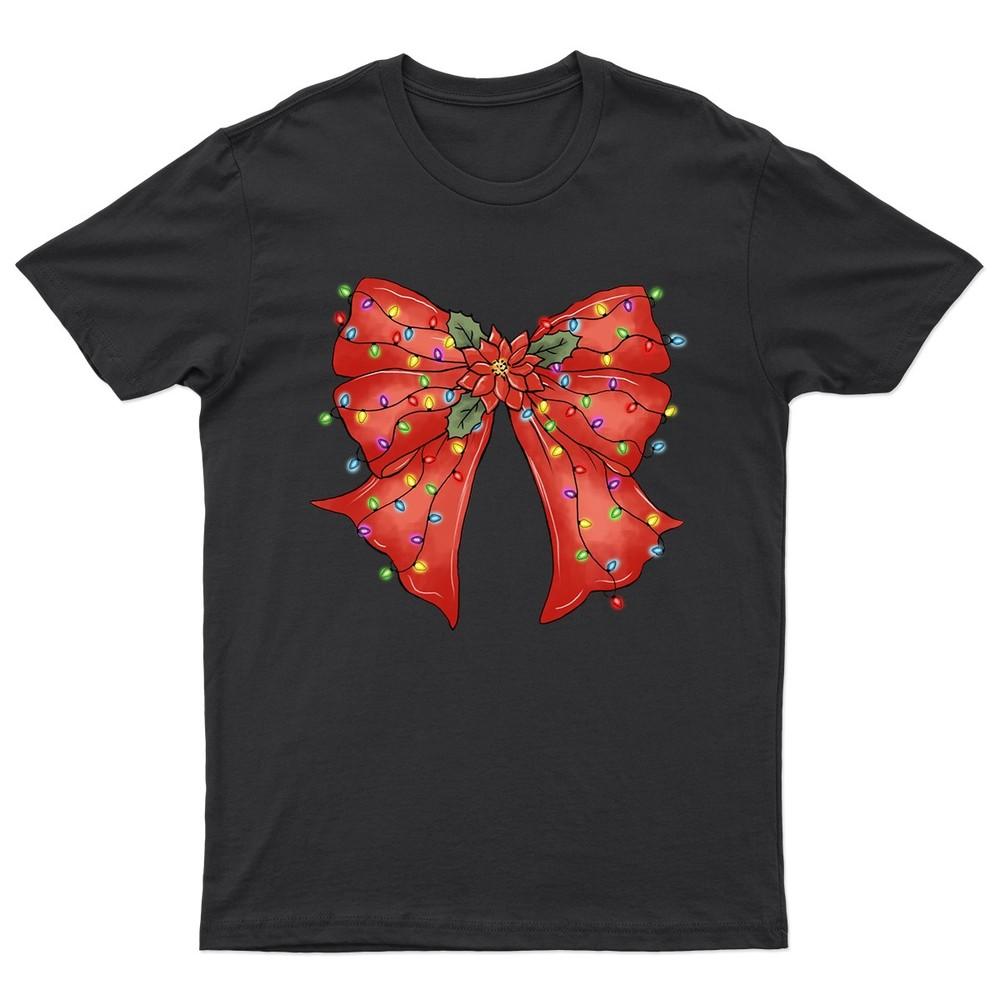 Christmas Bow Festive Holiday TShirt Unisex Gift Retro Seasonal Funny Xmas