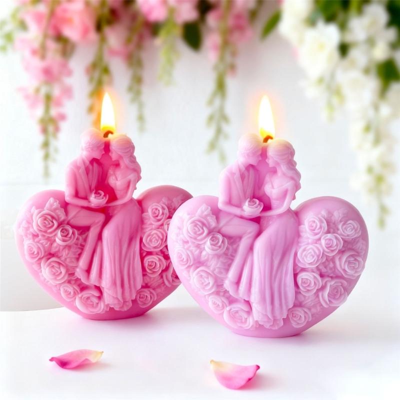 Silicone Candle Making Molds,Heart Epoxy Resin Casting Mold Aromatherapys Candle Soap Making Home Art Crafts Decors