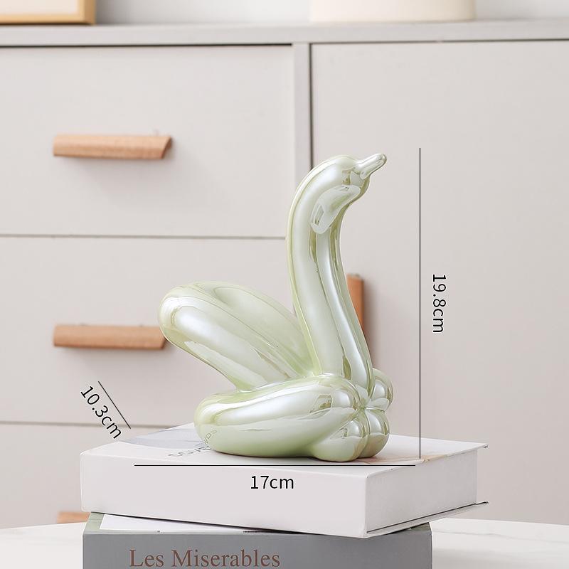 Creative Balloon Swan Electroplating Multi-color Abstract Ceramic Jewelry Sculpture Study Statue Home Office Decoration Gift