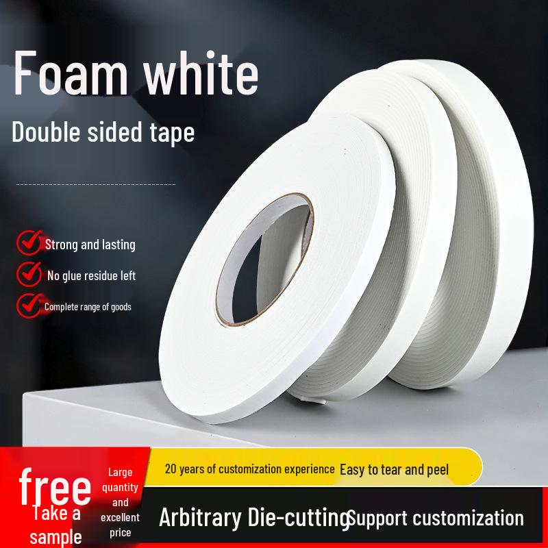 Double-Sided White Foam Tape: 568mm Width, Sound Insulation, Vibration Dampening, Sealing, Self-Adhesive