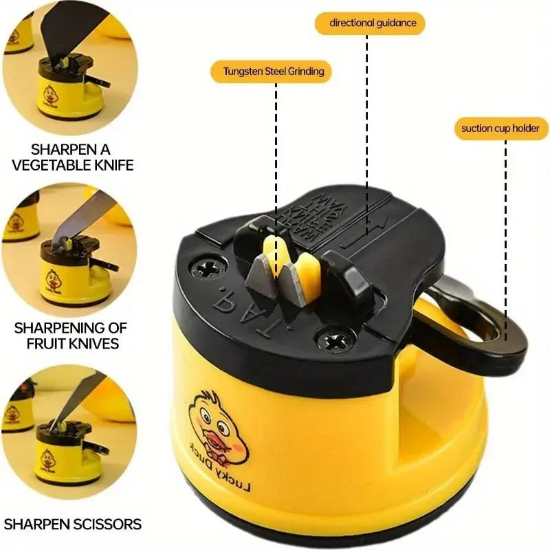 Small Yellow Duck Mini Suction Cup Sharpener Professional Suction Cup Kitchen Chef Knife Grinding Scissors Home Sharpener Stone
