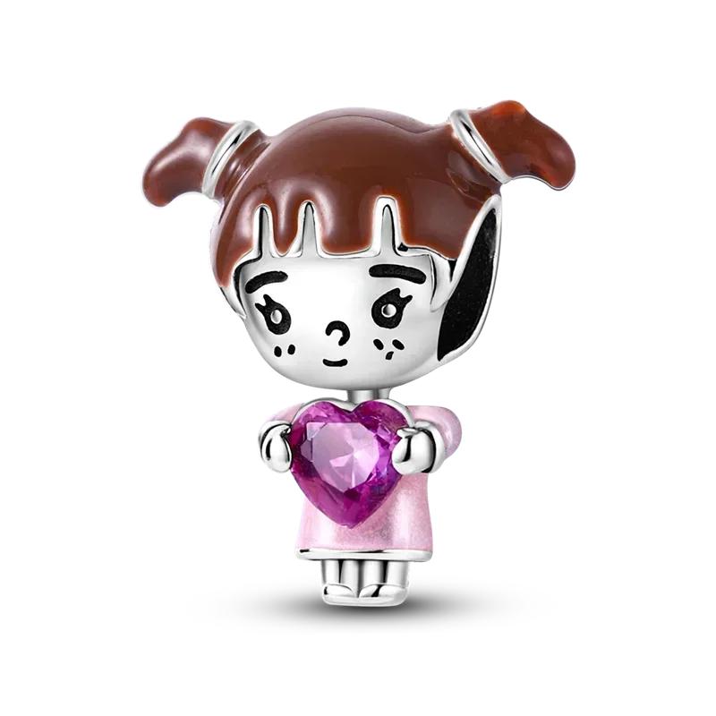 Copper Green Series Four-Leaved Clover Pendant Fine Beads Fit Original Bracelet Charms Women Jewelry