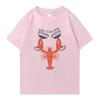 Heißer Verkauf Hummer und Weinglas Grafikdruck Kurzarm T-Shirt Sommer Oberteil Unisex Oversized Unisex T-Shirt