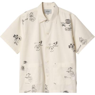 Stamp Shirt Loose Fit Printed Point Collar Button Short Sleeve Shirt Men Shirts I033689-2MA-XX