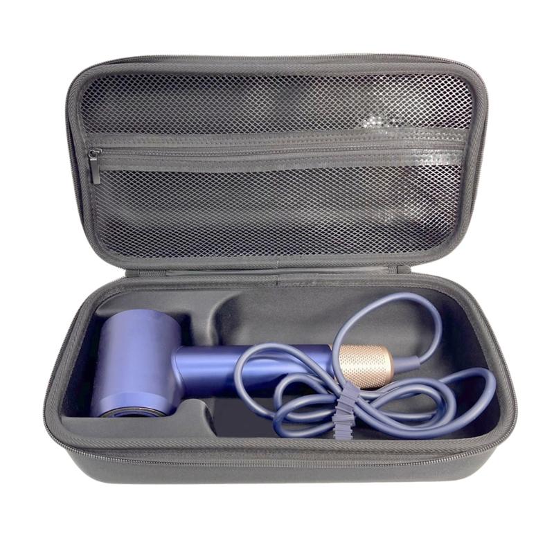 Travel Organiser Bag for Hair Dryer and Styling Tools Features Expandable Mesh Pouch Compactly