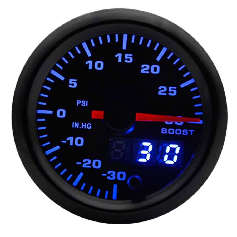 2" 52mm 7 Colors LED Car Auto Turbo Boost Gauge PSI Meter Analog/Digital Dual Di