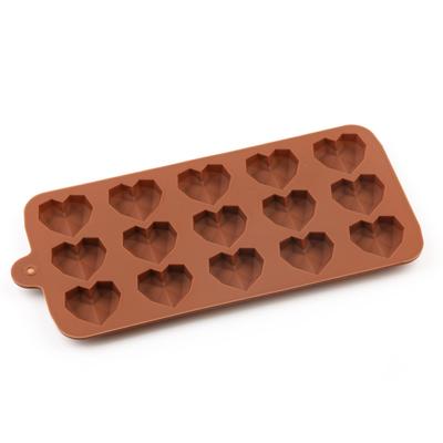 15 Cavity Diamond Love Shape Silicone Wedding Candy Baking Molds Cupcake Decorations Cake Mold 3D Heart Chocolate Molds