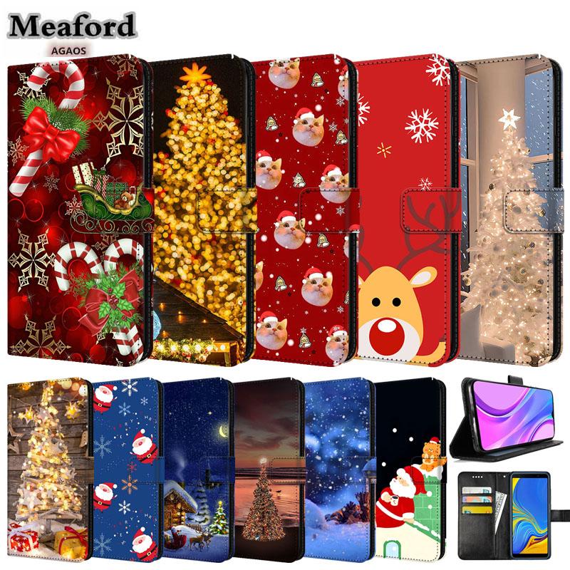 Magnetic Wallet for OPPO A5 Pro Cases Relief Stand Book Flip Cover Capa Protector for OPPO A 5 Pro 4G 5G Christmas Leather Case