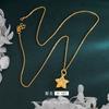 Luxury 24K 9999 Pure Gold real gold Ancient Hammer Star Pendant Women's Five-pointed Star Pendant Necklace