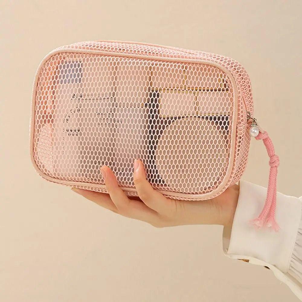 Breathable Mesh Portable Toiletry Pouch Large Capacity Coin Purse Wash Bags Toiletries Storage