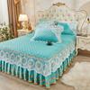 3pcs of Thickened Autumn and Winter Lace Bed Skirt, Crystal Velvet Bed Skirt Lace Bed Cover, Soft and Comfortable, Bedroom and Guest Room Bedding
