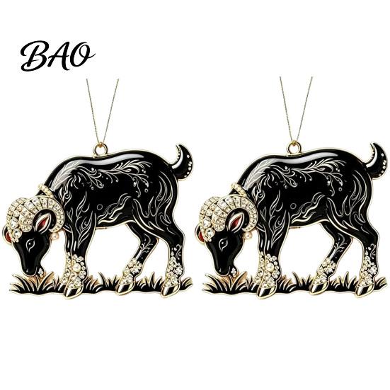Holiday Gift for Friends 2Pcs 2D Goat Hanging Ornaments, Acrylic Winged Pendants, Year of Ornaments The Auspicious Decorations Tree, Mantel, Home New