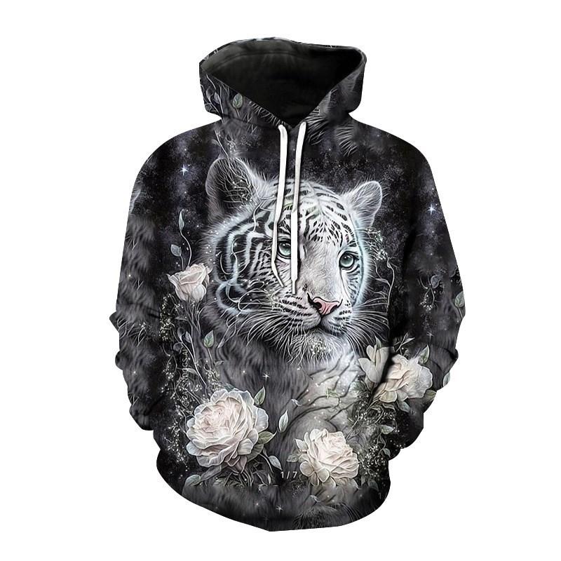 Autumn New Men's Animal Tiger Sweatshirts 3D Printed animal Hoodies Sports hoodie loose long sleeve pockets Fashion Hoodie