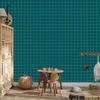 Green Checkered Wallpaper Turquoise and Sea Blue for Living Room and Bedroom 50x1000