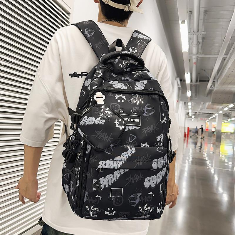 Граффити Принт Школьный Ранец Мужской Класс 4-6 Рюкзак С Монетницей зелёный — фото 18