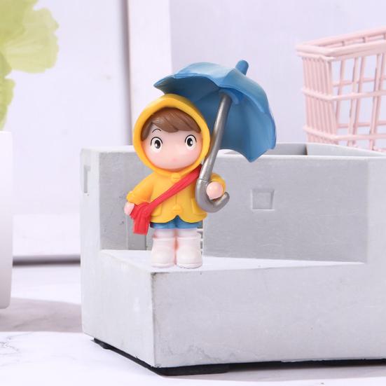 Cute Umbrella Girl Model Micro Landscape Cute Umbrella Raincoat Girl Ornament Home Decor Gardening