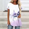 Túnicas Casuales Informales para Mujer con Estampado, Cuello Redondo, Dobladillo Irregular y Manga Corta