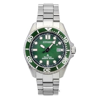 Promaster Marine Stal Nierdzewna Zielona Tarcza Eco-Drive Zegarek Męski Diver's BN0269-50W 200M