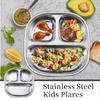 Stainless Steel Dinner Plate with Lids 3 Grid Student Children Dishes Serving Tray Divided Fruit Salad Food Plate Tableware