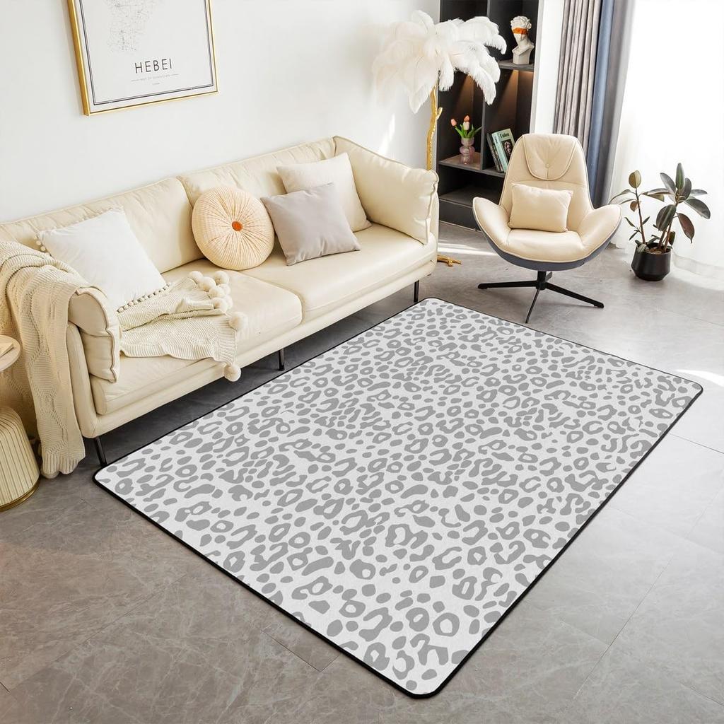 Kids Leopard Decor Carpet Area Rug Cute Pink Love Heart Living Room Rugs for Bedroom for Boys Girls Teens Modern Cheetah Indoor