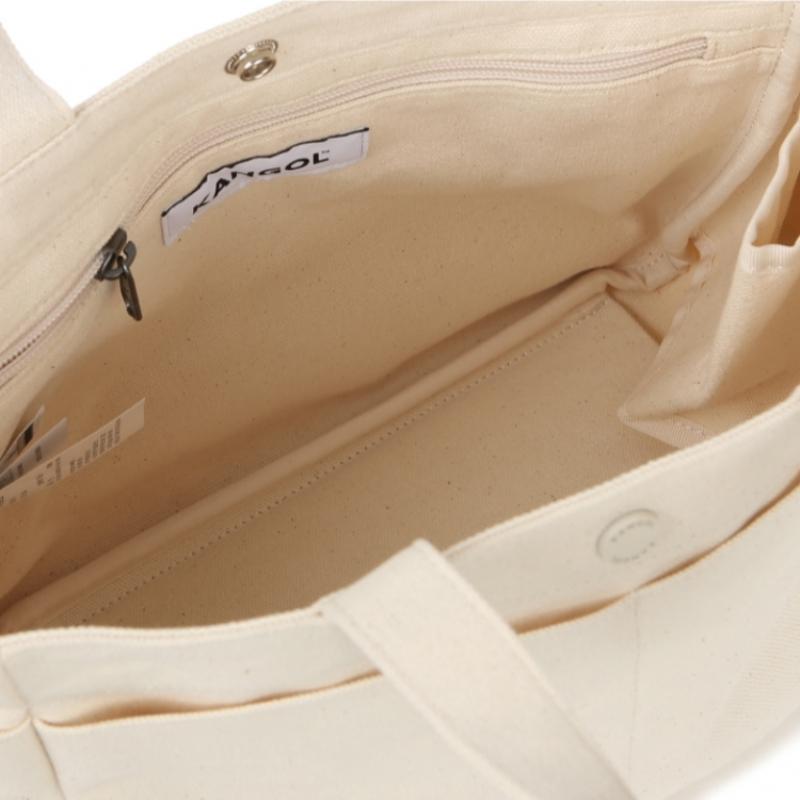 KANGOL Tumbler Canvas Medium Tote Bag Ivory 3813