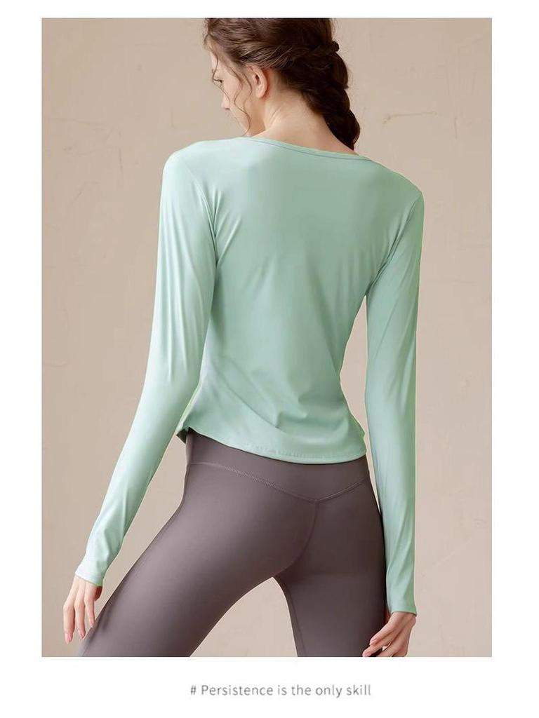 Slimming Yoga Suit Set: Women's V-Neck Quick-Dry Sports Top & Tight Training Pants