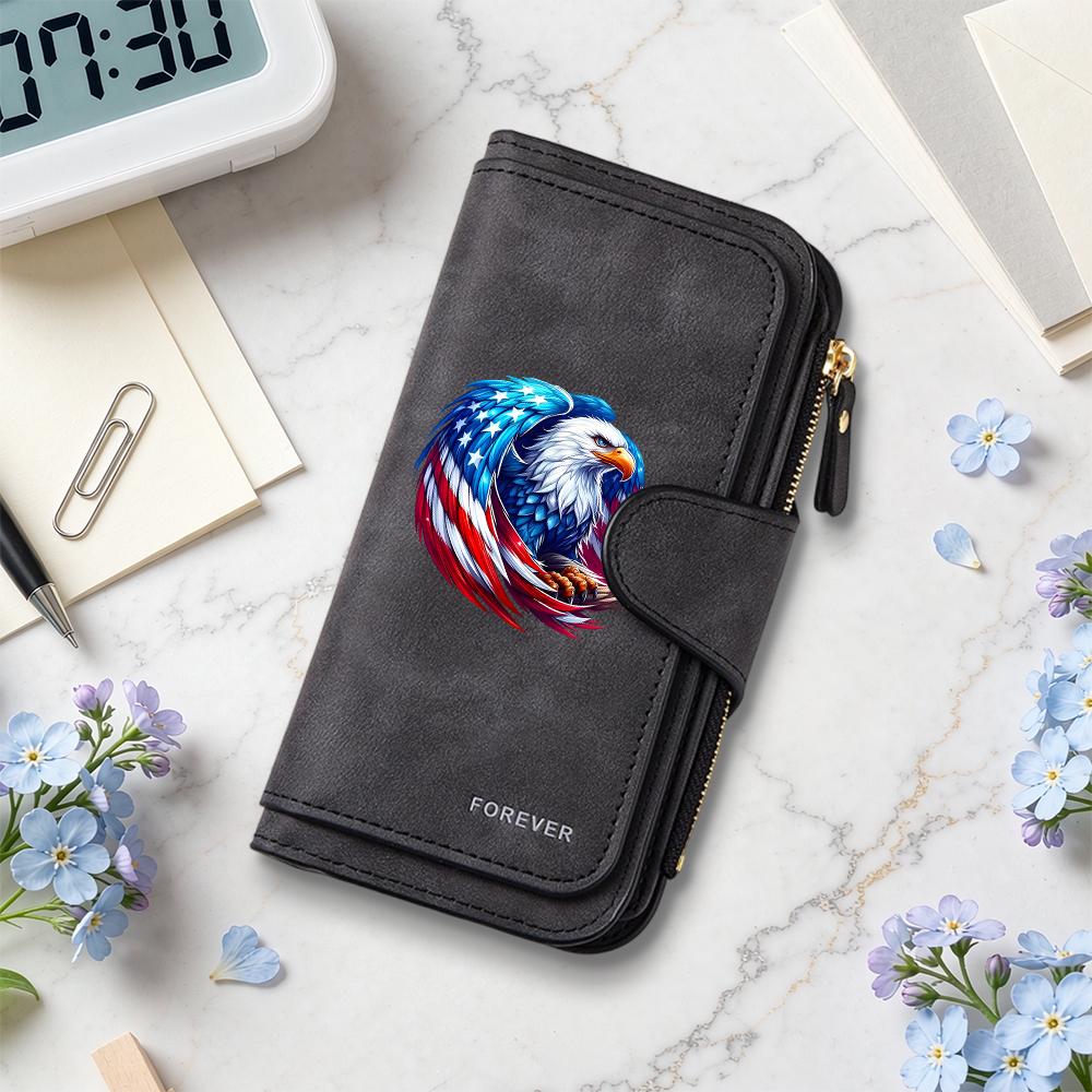 Patriotic Eagle Print Long Wallet Fashion Portable Card Holder