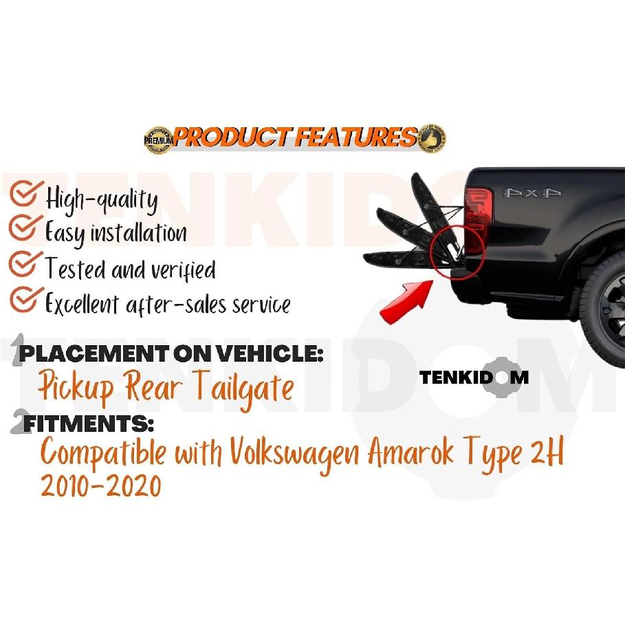Pickup Tailgate Assists Compatible with Volkswagen Amarok 2011-2022 Shock Lift Supports Rear Gas Dampers Springs Kit No-Drill Bolt-on
