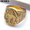 Bague Anneau Médaille Vierge Marie Christianisme Vintage pour Hommes Femmes Acier Inoxydable Couleur Or Anneaux de Doigt de Prière Religieuse Bijoux R500S02