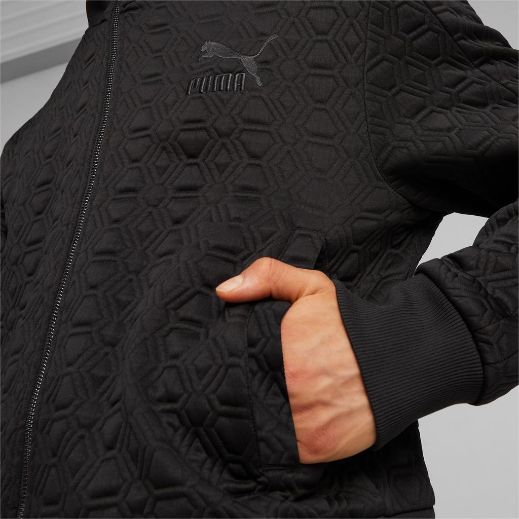 Puma T7 Luxe Sport Full Print Casual Stand Collar Loose Long Sleeve Jacket Unisex Jacket Black 620852-01