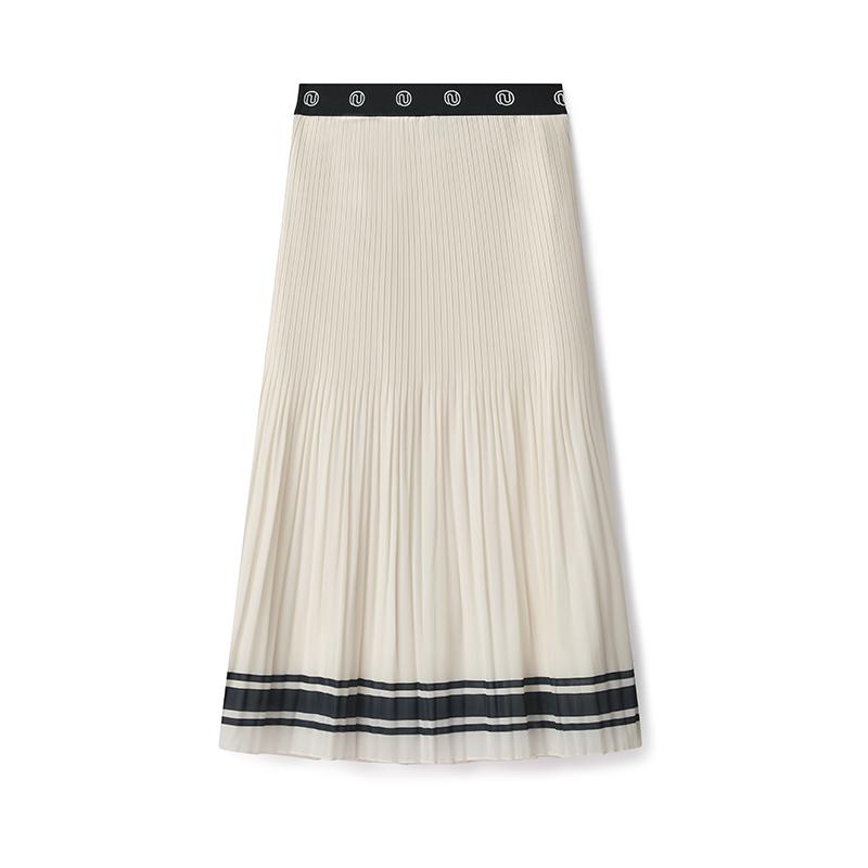 Fila By Naoki Takizawa Fashion Minimalist Elegant High-Quality Lightweight Comfortable Versatile Pleated Casual Long Skirt Women Skirts F11W532302F-IV