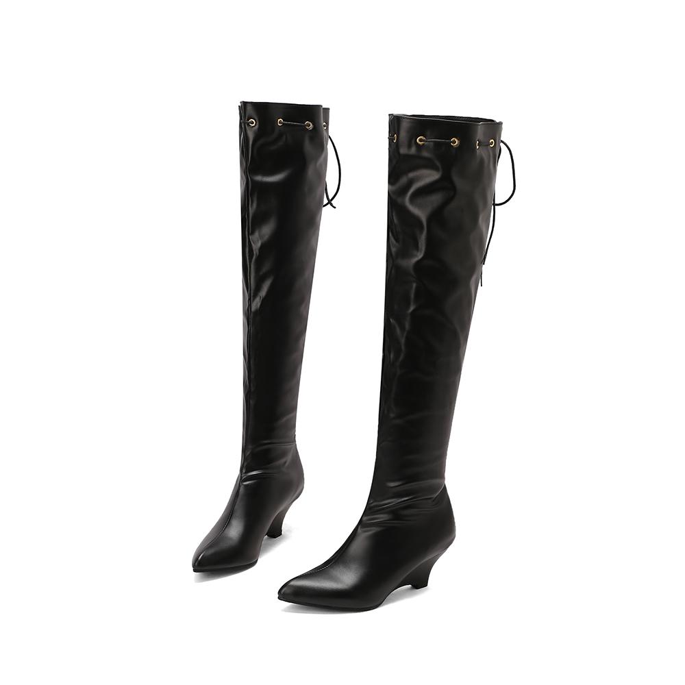 Różowo-brązowe damskie kozaki za kolano dziwne wysokie obcasy duży rozmiar 48