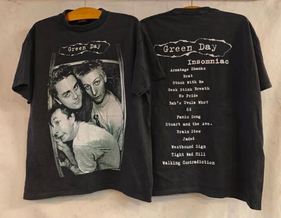 Vintage Green Day Insomniac Concert 1995 Tour Band Rare Size L T-Shirt REPRINT M