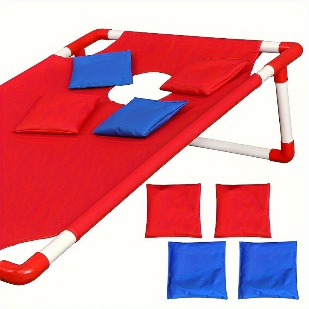 Outdoor Kinder Sandsackwurfspiel Sandsackbrett Trainingssandsack Wurfspielzeug Hüpfspielbrett-Set Outdoor-Sportarten
