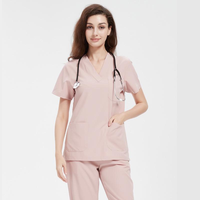 Elastic V-neck Doctor & Nurse Work Uniform - Washable Surgical Gown Suit Set.