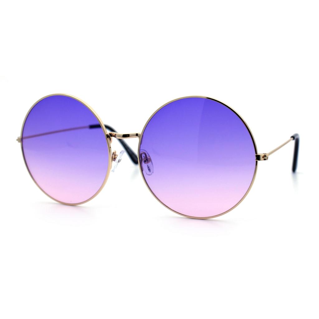 SA106 Classic Oversized Joplin Style Hippie Round Circle Lens One Pink Women's Sunglasses, Size, Gold, Purple,