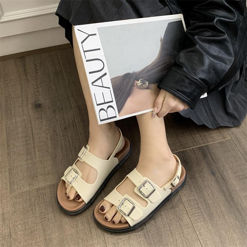 Shopee e-commerce summer beach shoes new Roman flat-bottomed outer wear non-slip cool slippers