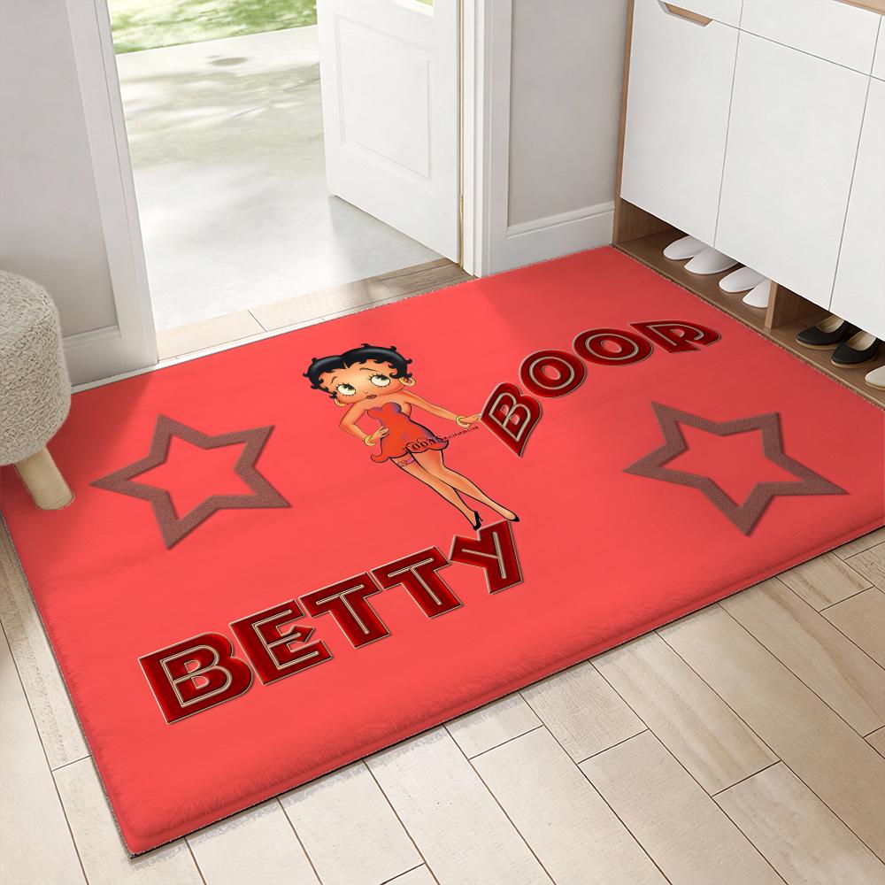 Cute B-Betty Boop Floor Mat Soft Thickened Flannel Door Mat Non-Slip Living Room Rug Home Decor
