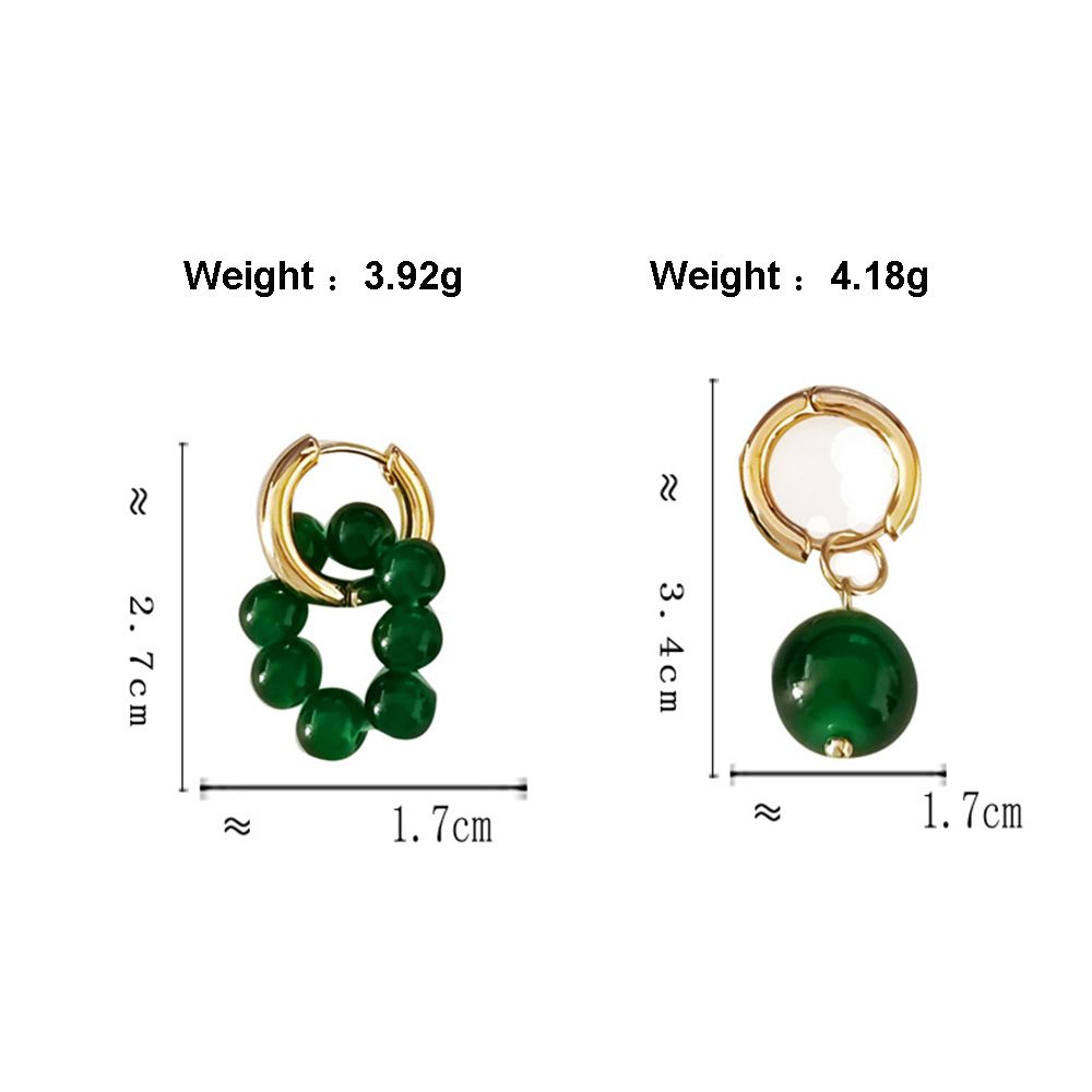 Lady Green Bead Fashion Design Korean Jewelry Accessories Zinc Zinc Alloy Ear Buckle Women Hoop Earrings