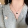 2024 New Fashion Single Gray Pearl Zircon Necklace for Women Simple Personalized Daily Accessory Party  Birthday Gifts