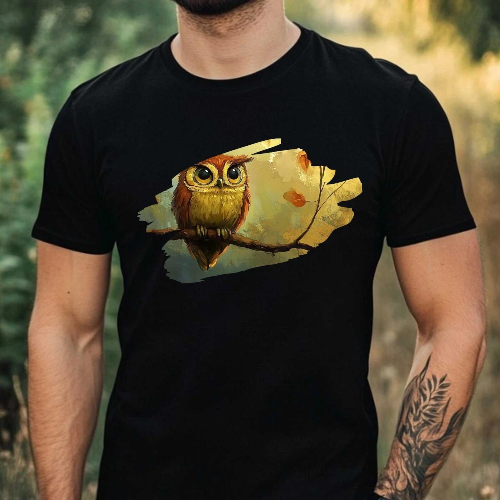 T-Shirt Herren Wunderliche Eule Motiv Baumwolle Größe XS bis 5XL XXL