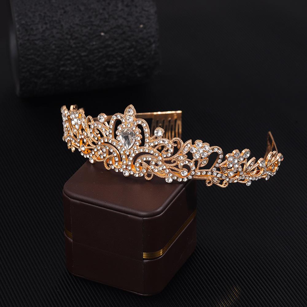Bride's Crown Headwear Alloy Rhinestone Hair Band Wedding Crown Birthday Hair Accessory Style Headband Accessory
