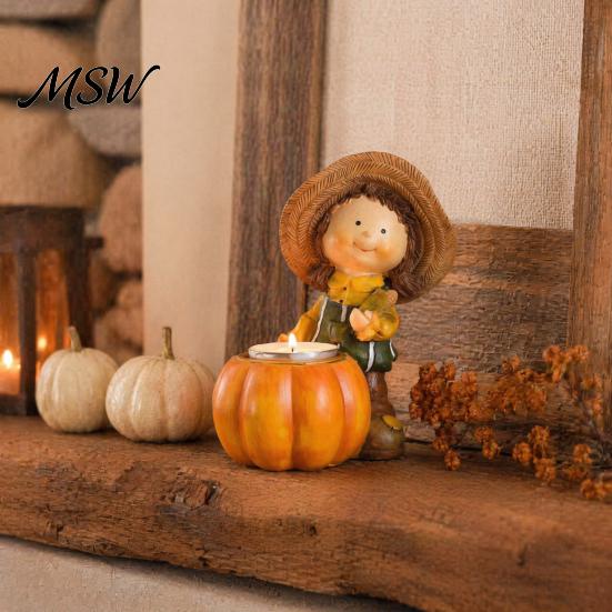 Thanksgiving Table Decor Autumn Harvest Figurine Ornament, Decorative Resin Statue, Turkey/Scarecrow/Pumpkin Festive Tabletop Ornament Set Centerpiece